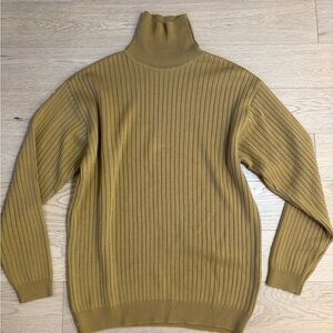 Men's Mustard Ribbed Turtleneck Sweater